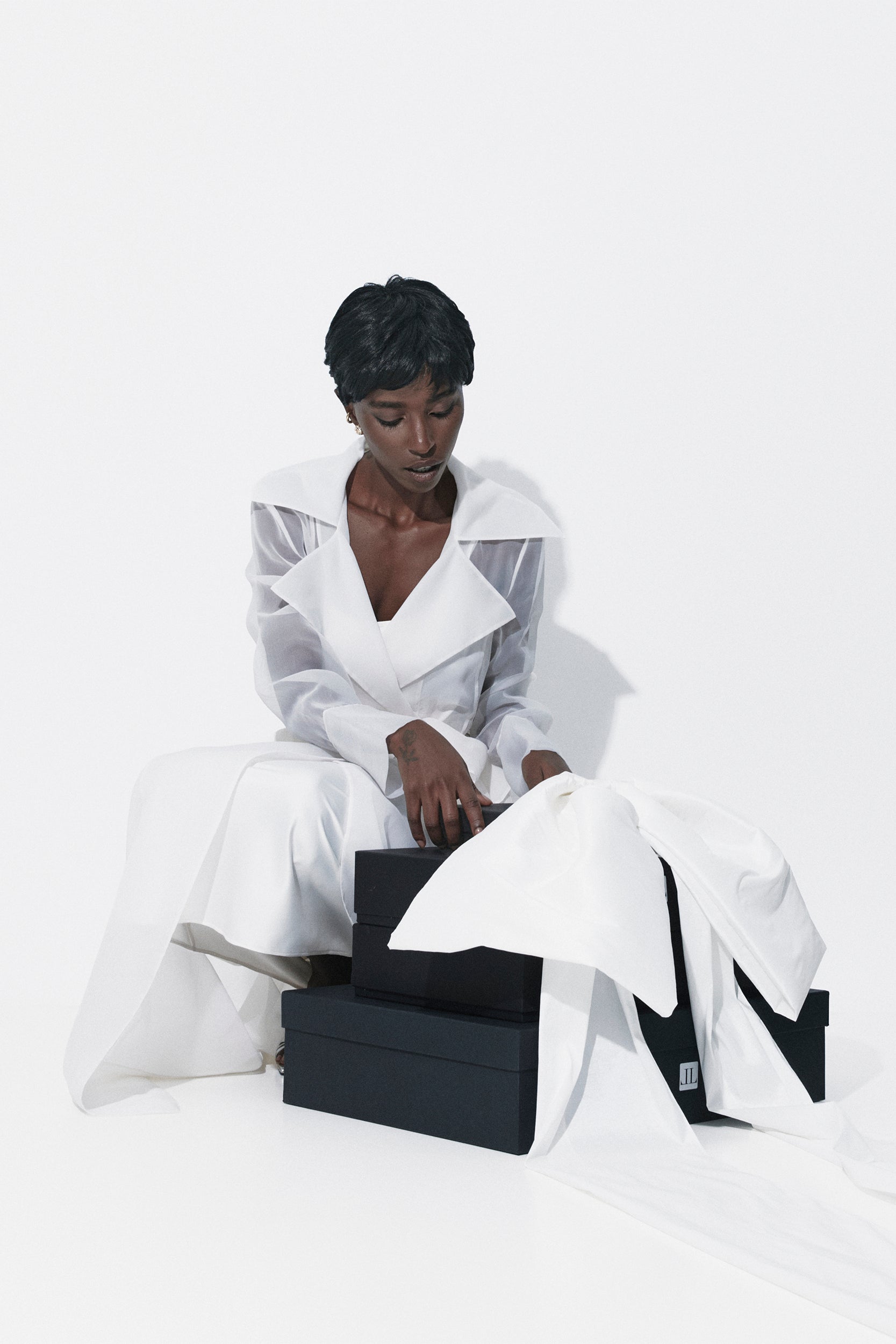 See Through White Organza Trench Dress