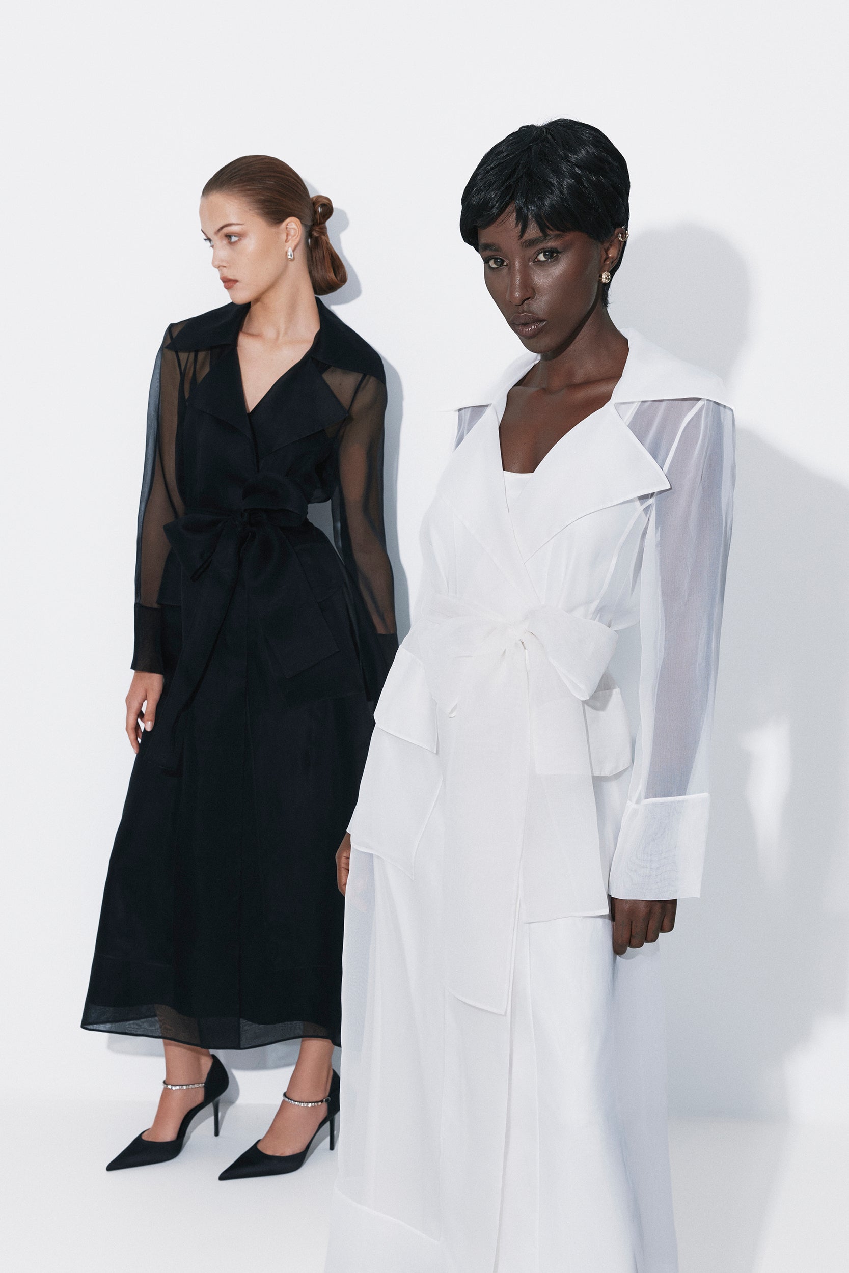 See Through White Organza Trench Dress