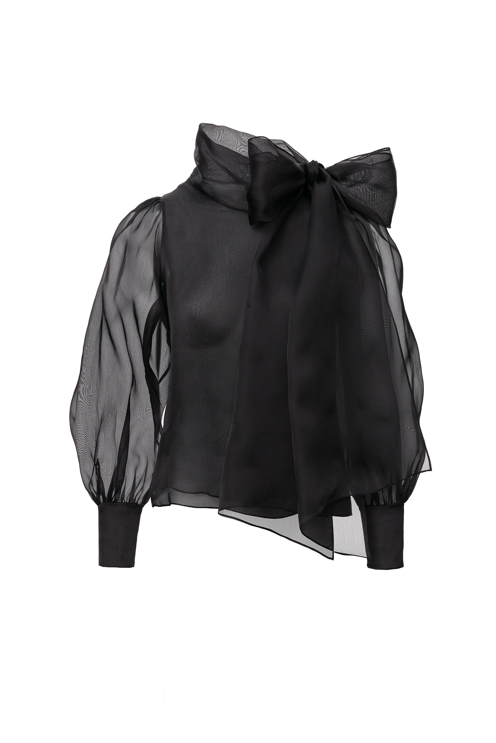 Sheer black organza-silk blouse
