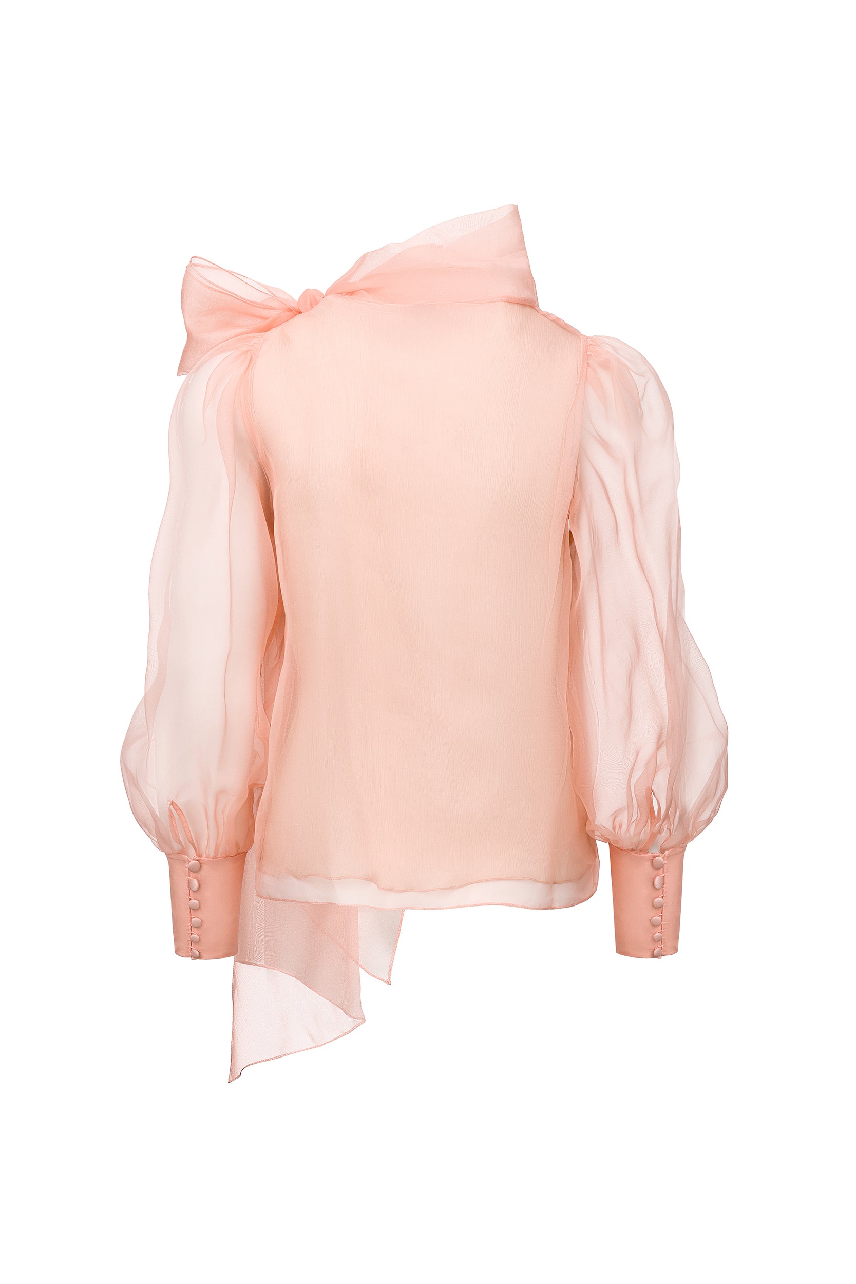 Sheer pink organza-silk blouse