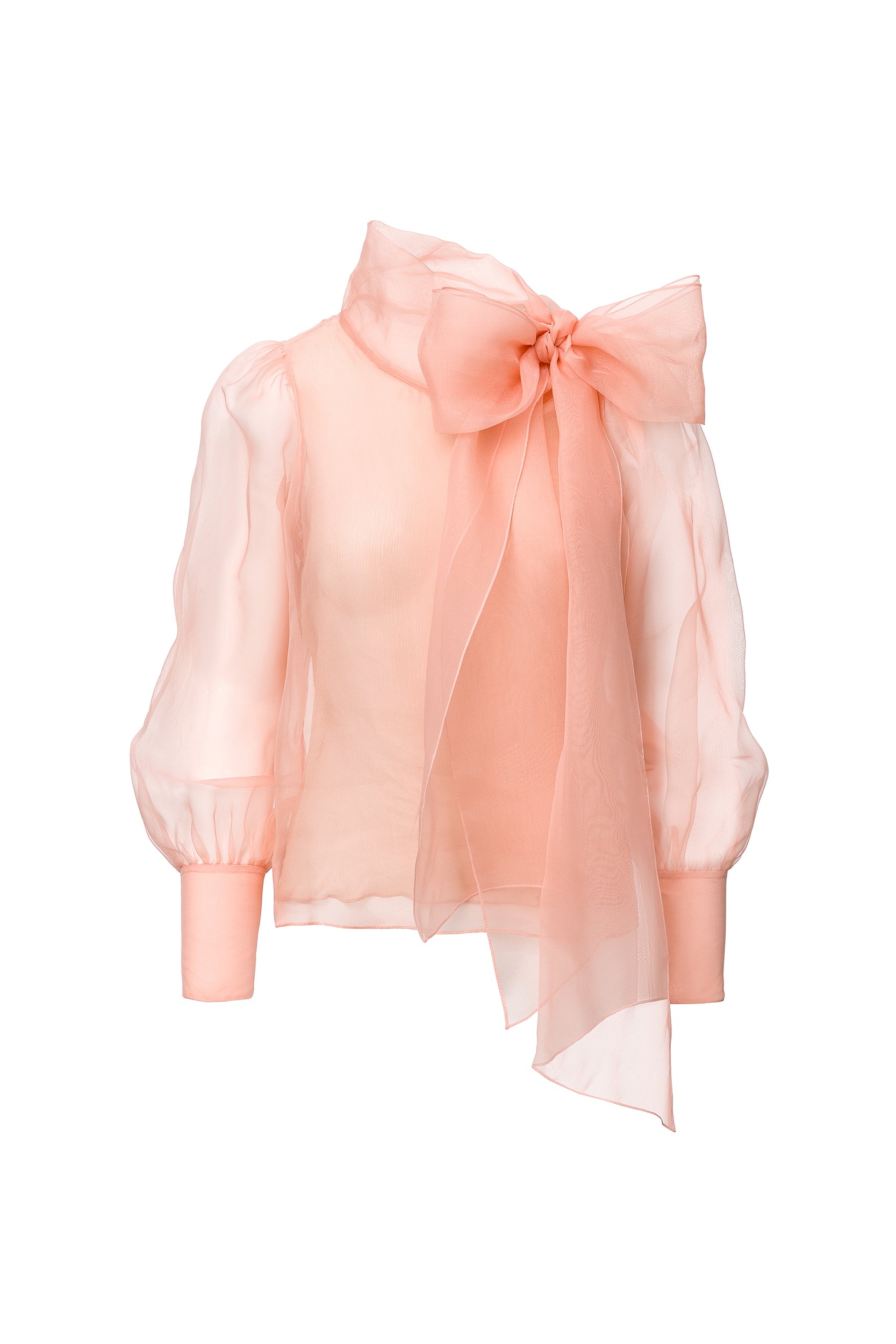Sheer pink organza-silk blouse