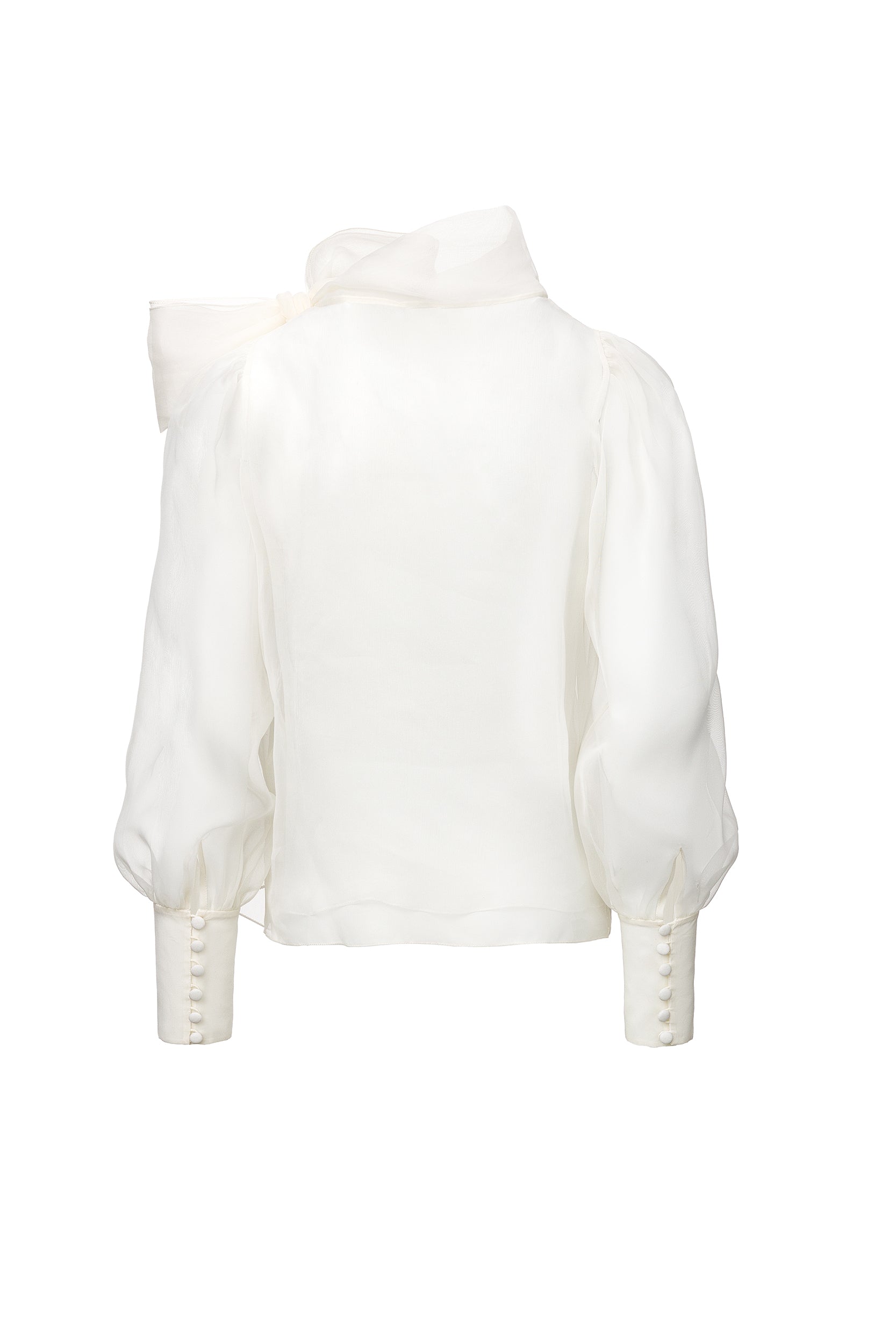 Sheer white organza-silk blouse