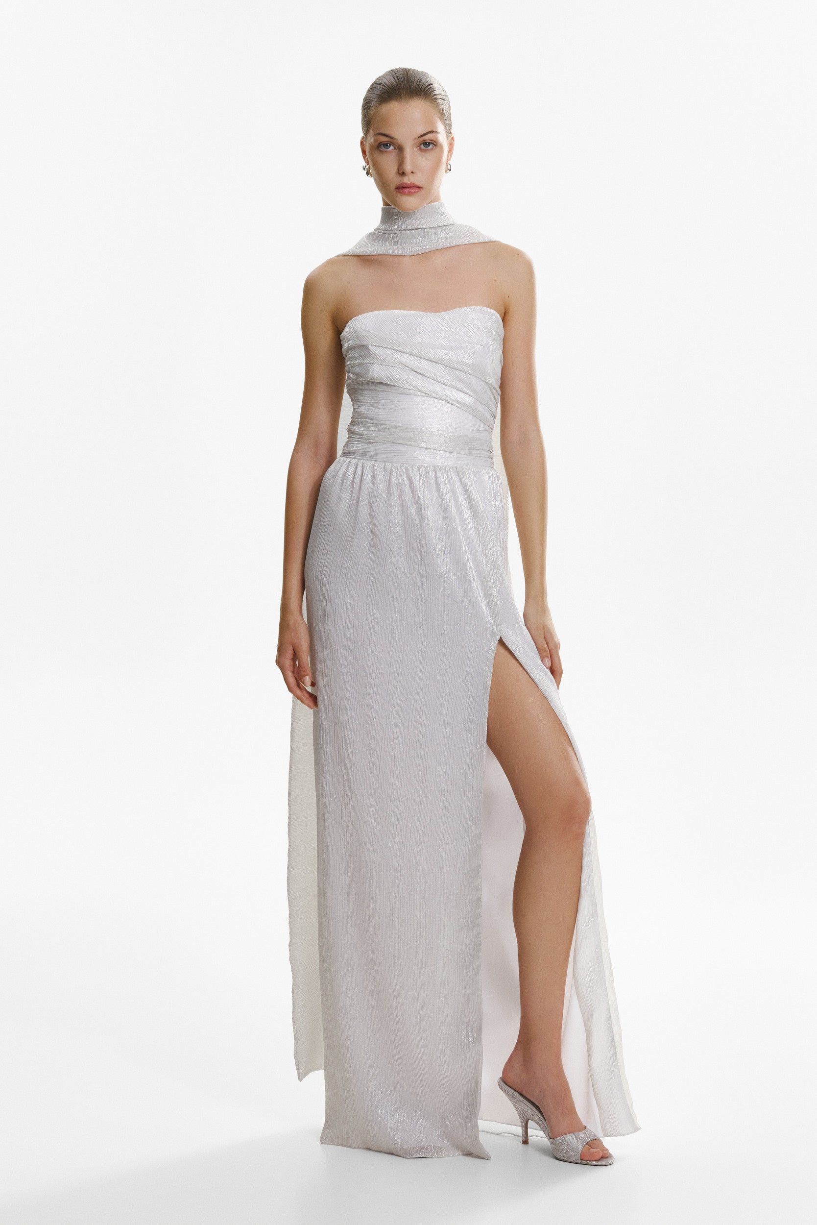 Strapless corset pearl dress