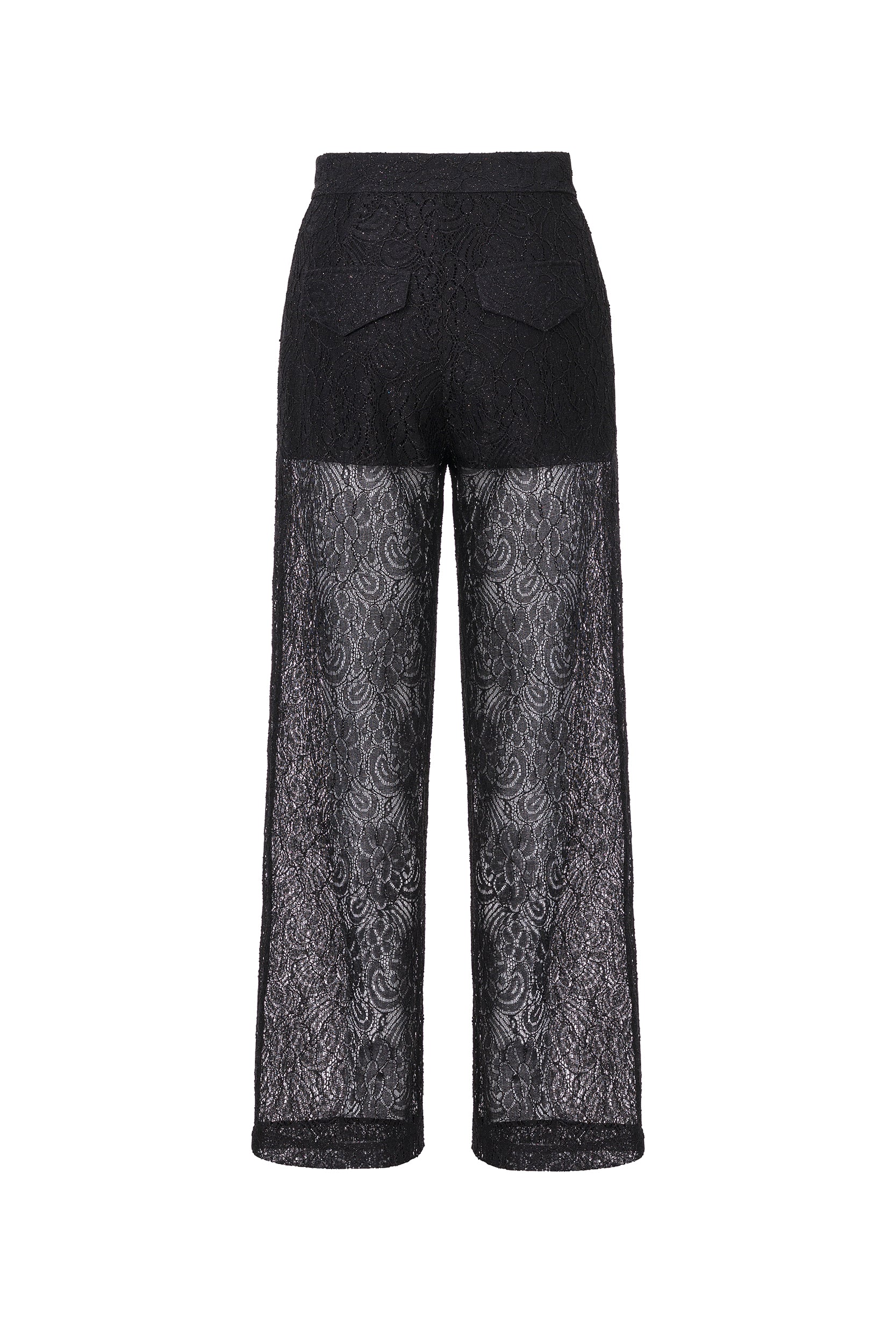 Wide-leg lace trousers in black