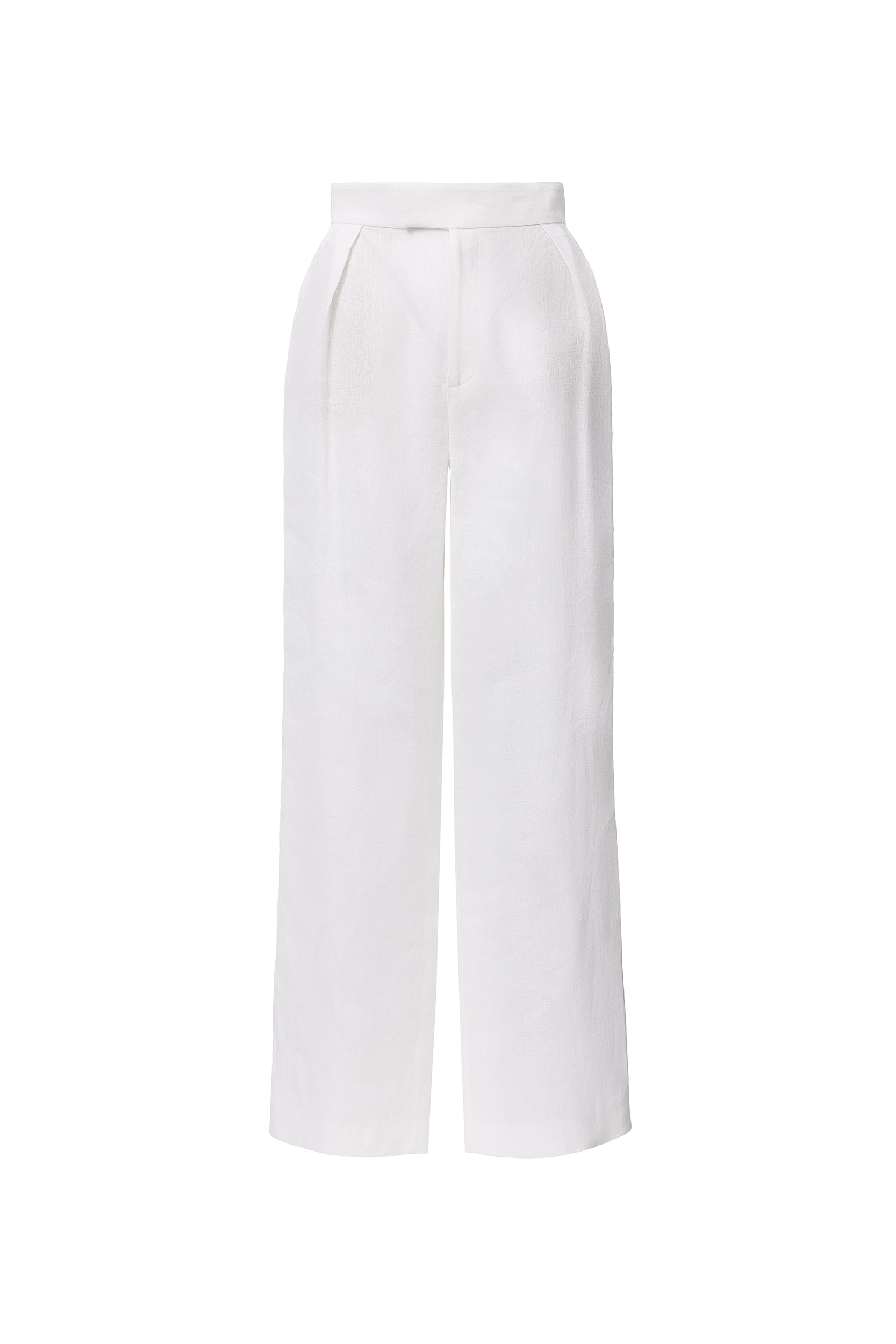 Wide-leg trousers in white linen