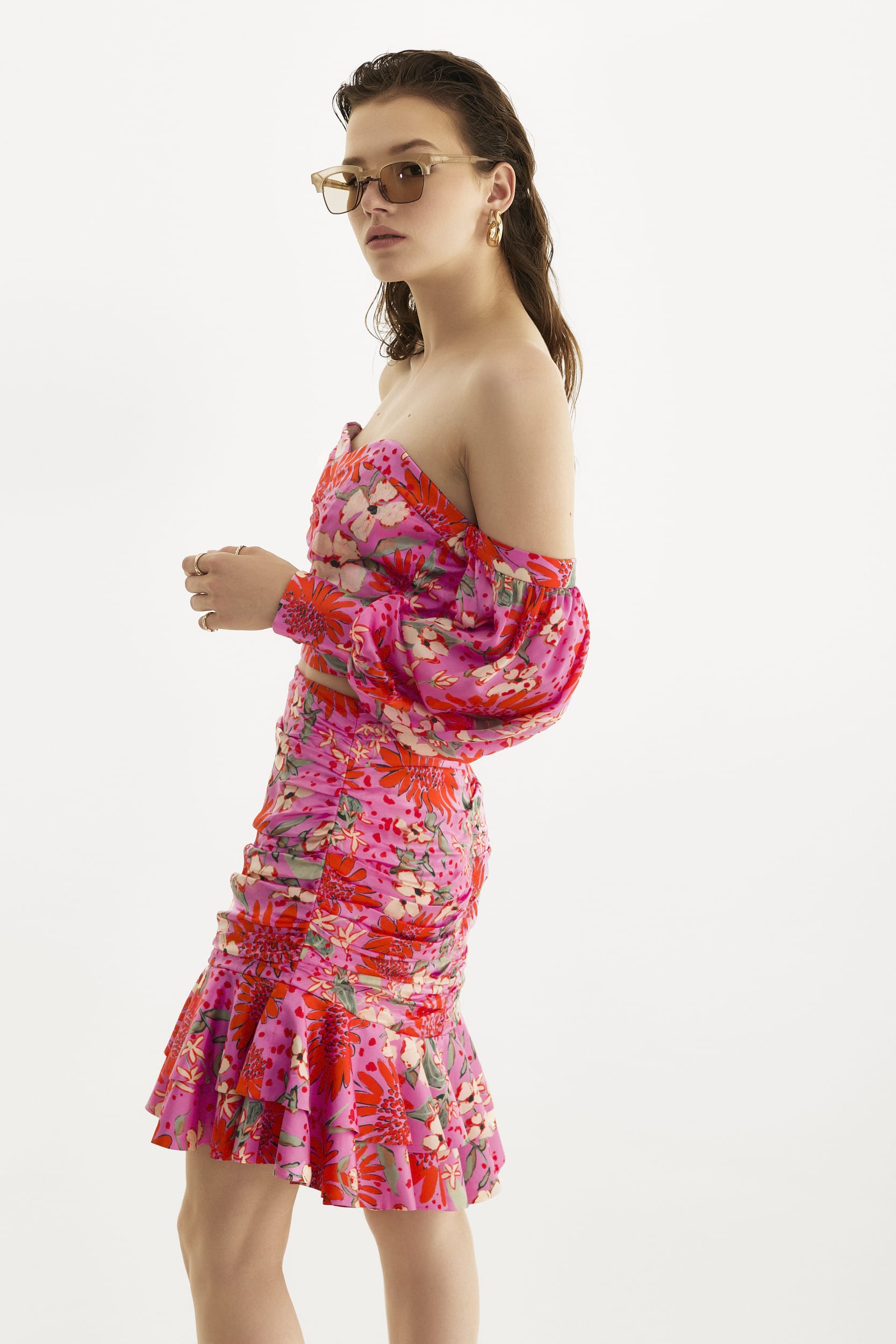 Summer Bouquet Off-The-Shoulders Crop Top