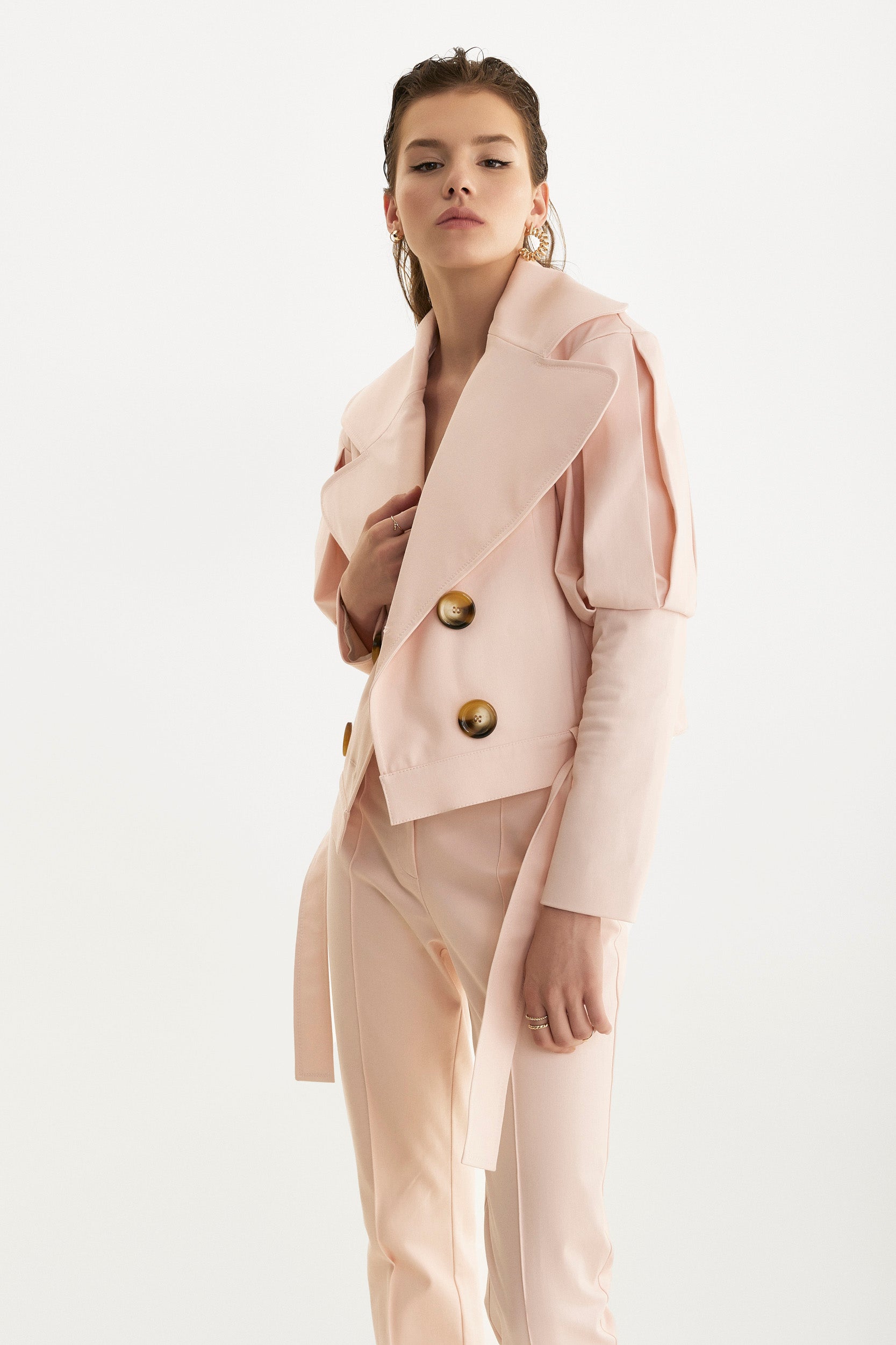 Statement jacket with oversized lapels in  pink