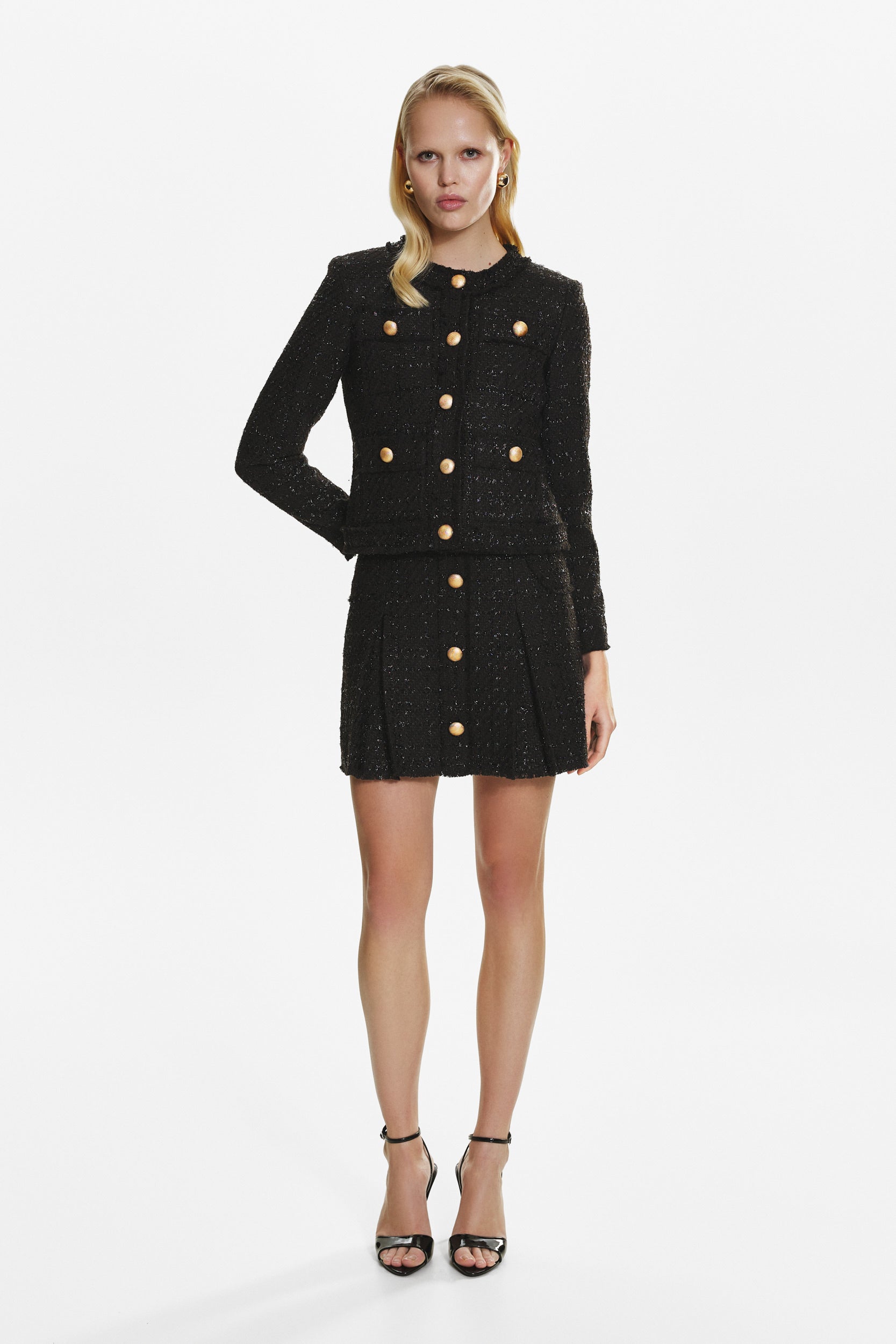 Black tweed mini skirt