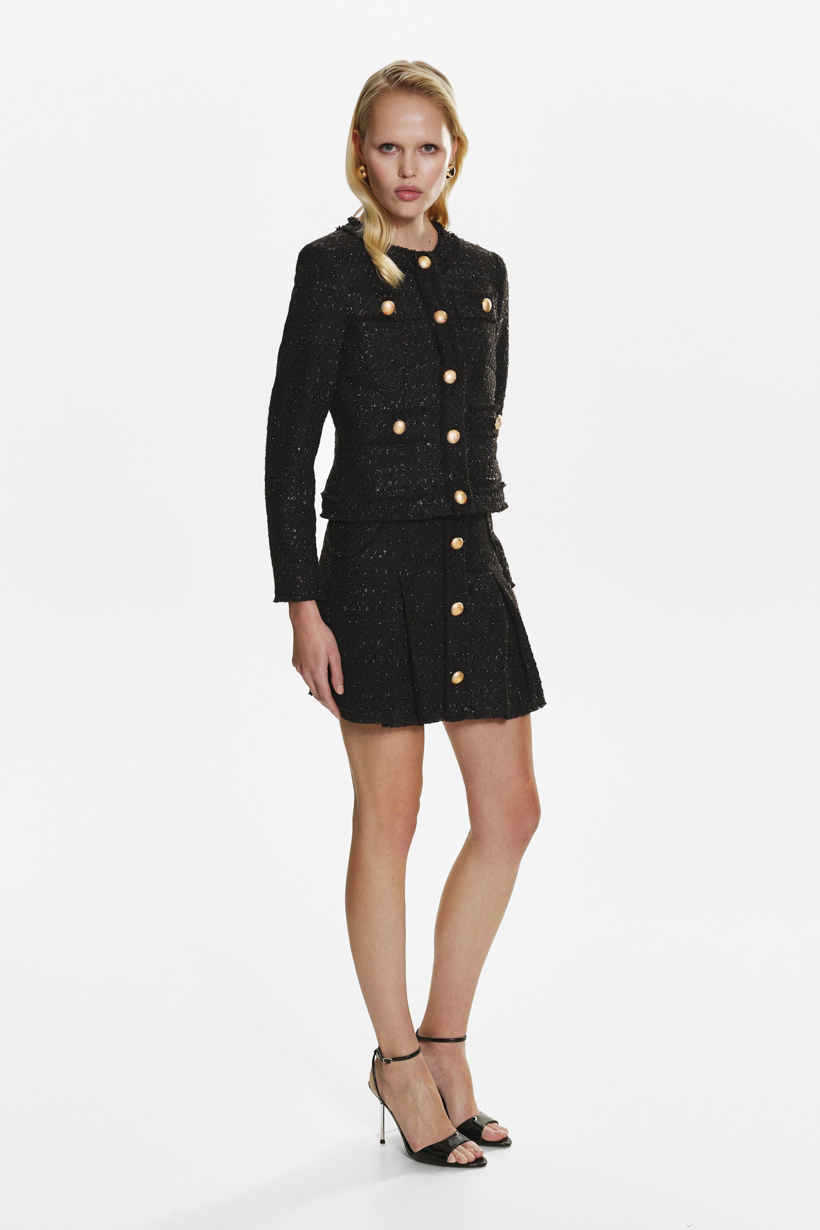 Black tweed mini skirt