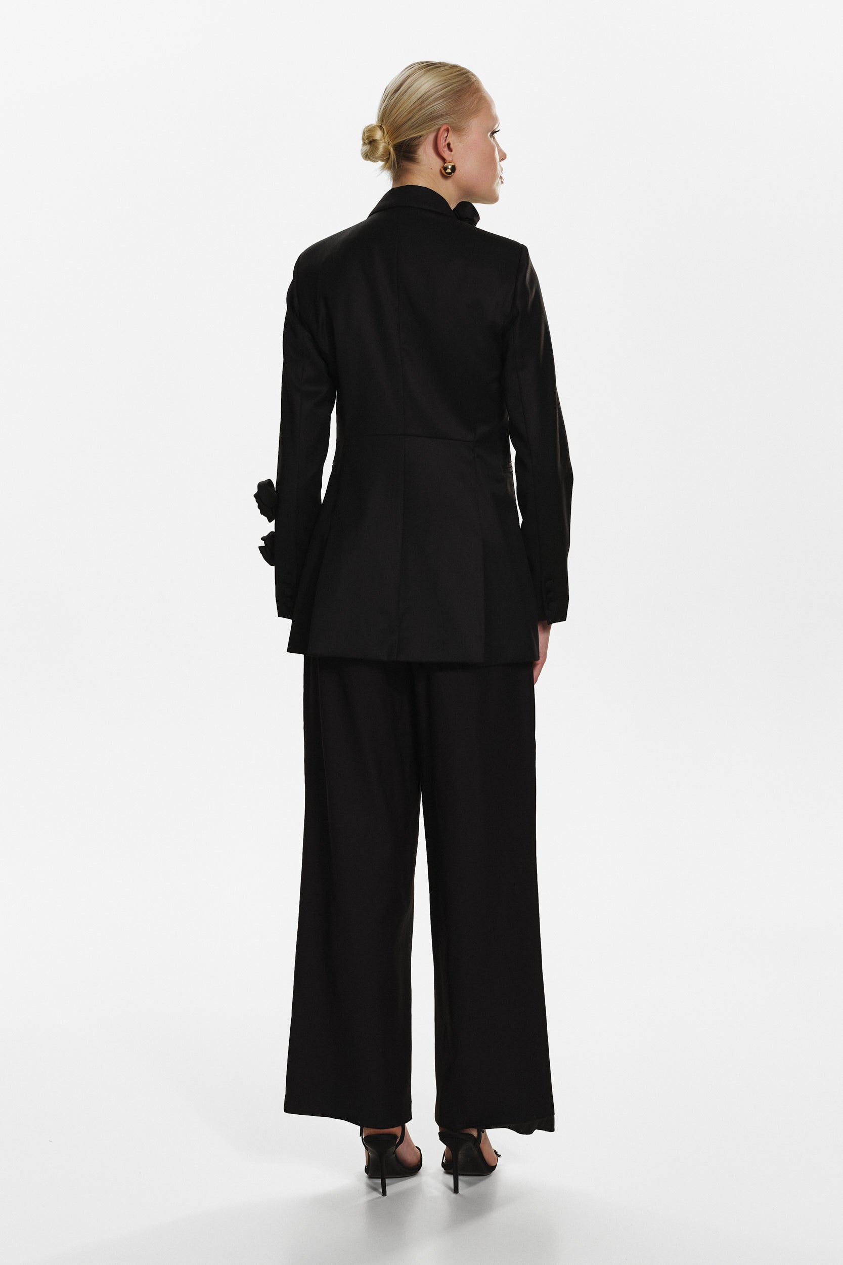 Rosette appliqué blazer in black