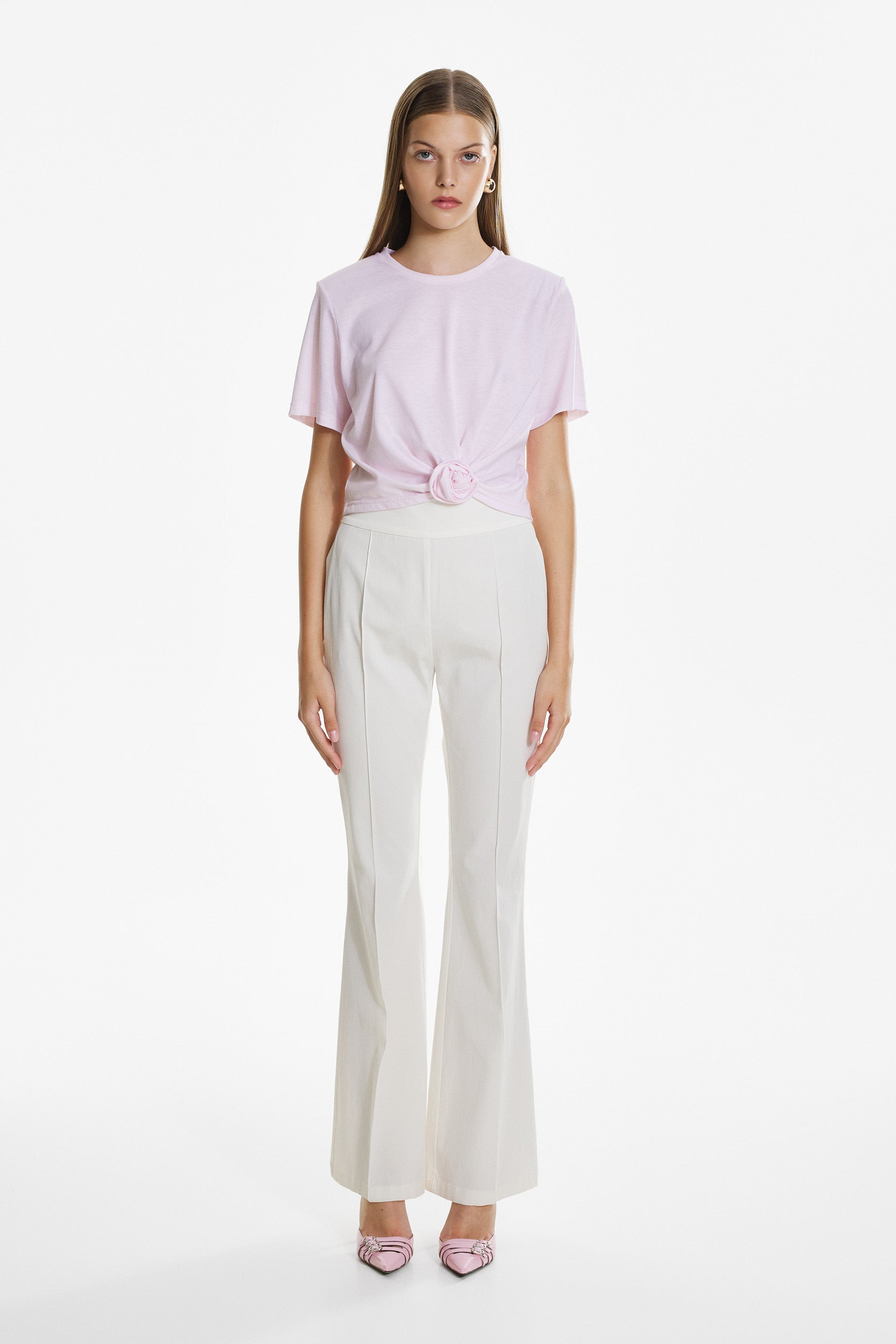 Gathered cotton pink top