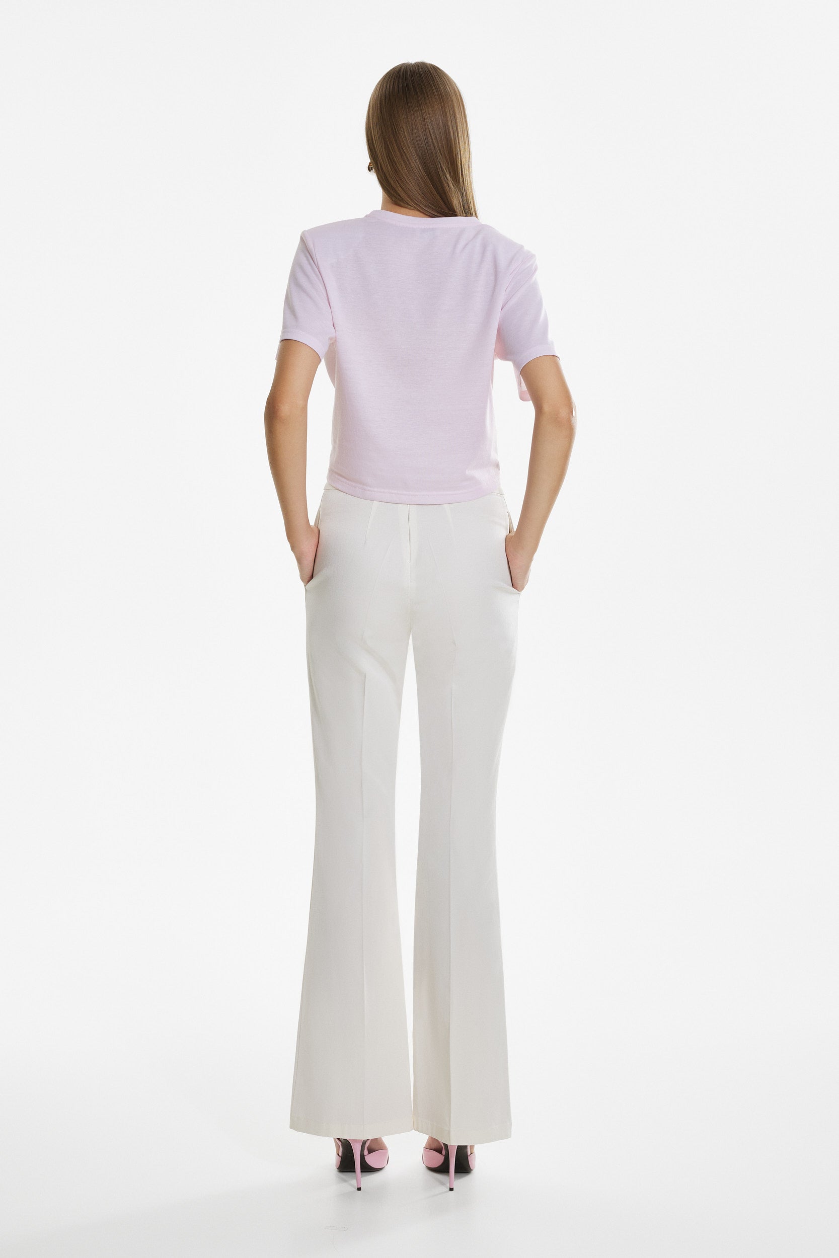 Gathered cotton pink top
