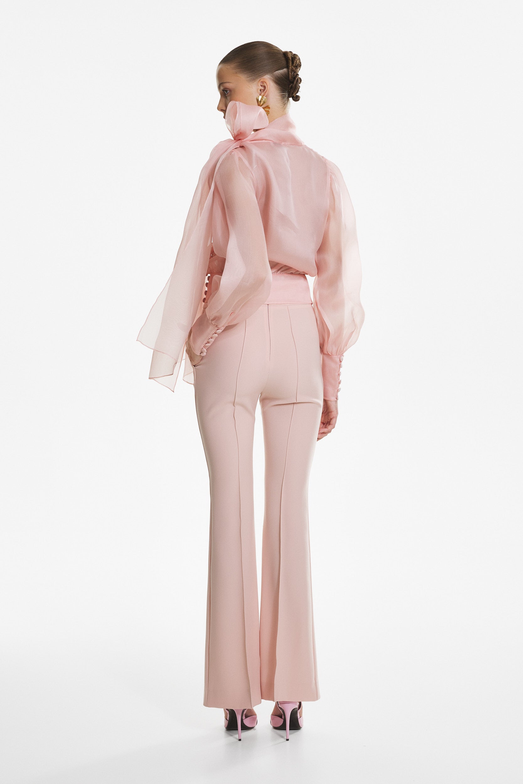 High rise trousers in pastel pink