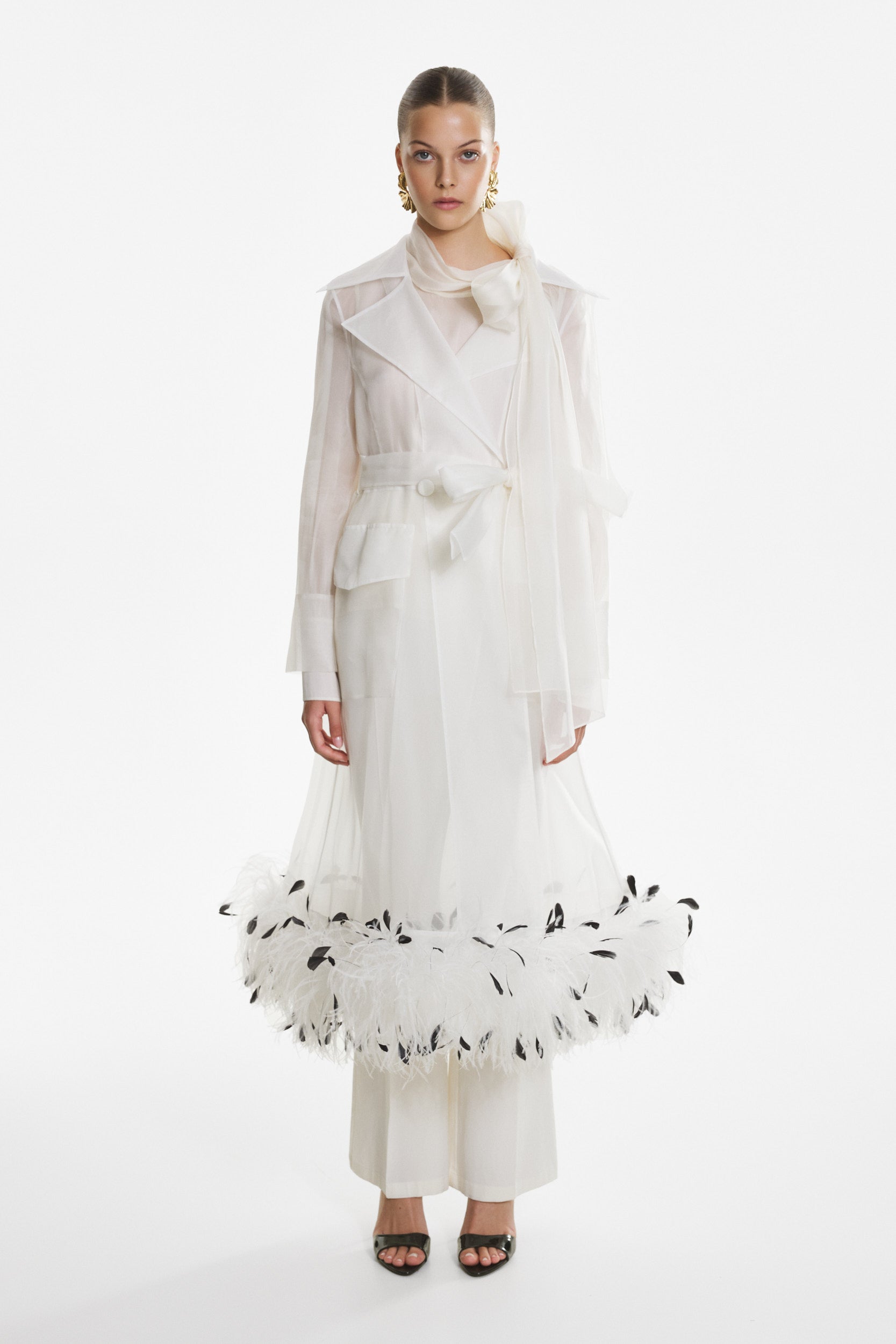 Sheer white organza-silk blouse