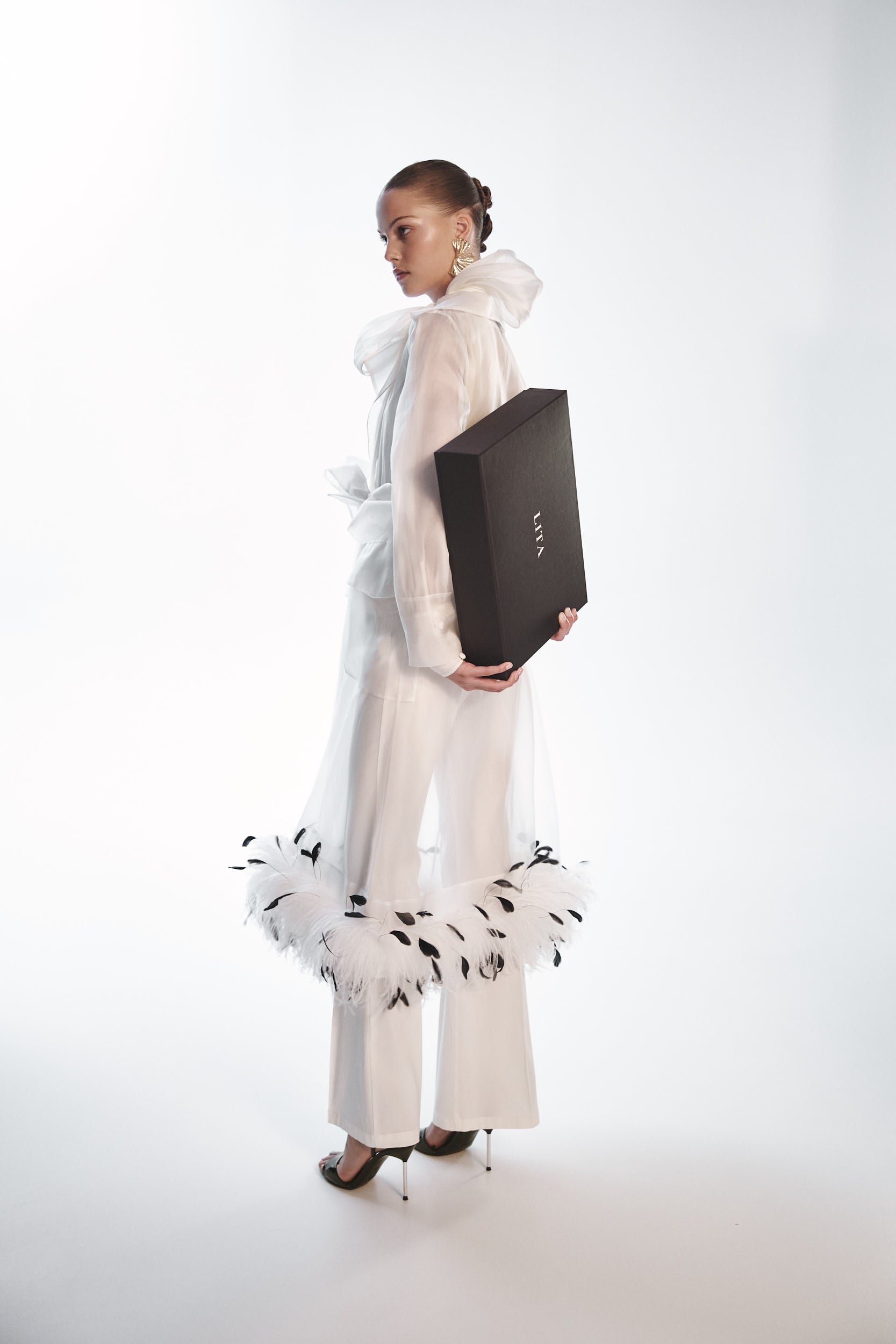 Sheer white organza-silk blouse