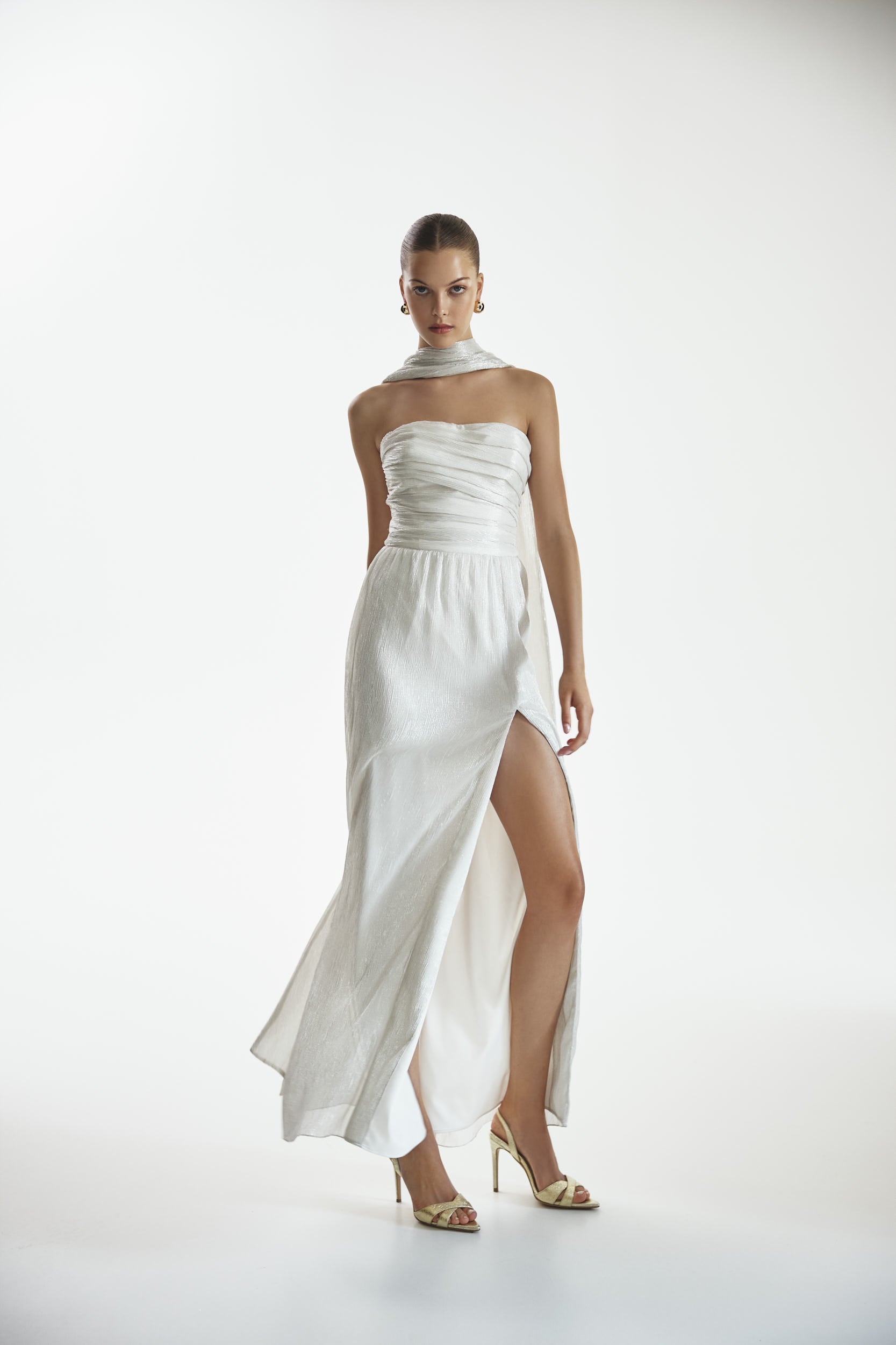 Strapless corset pearl dress