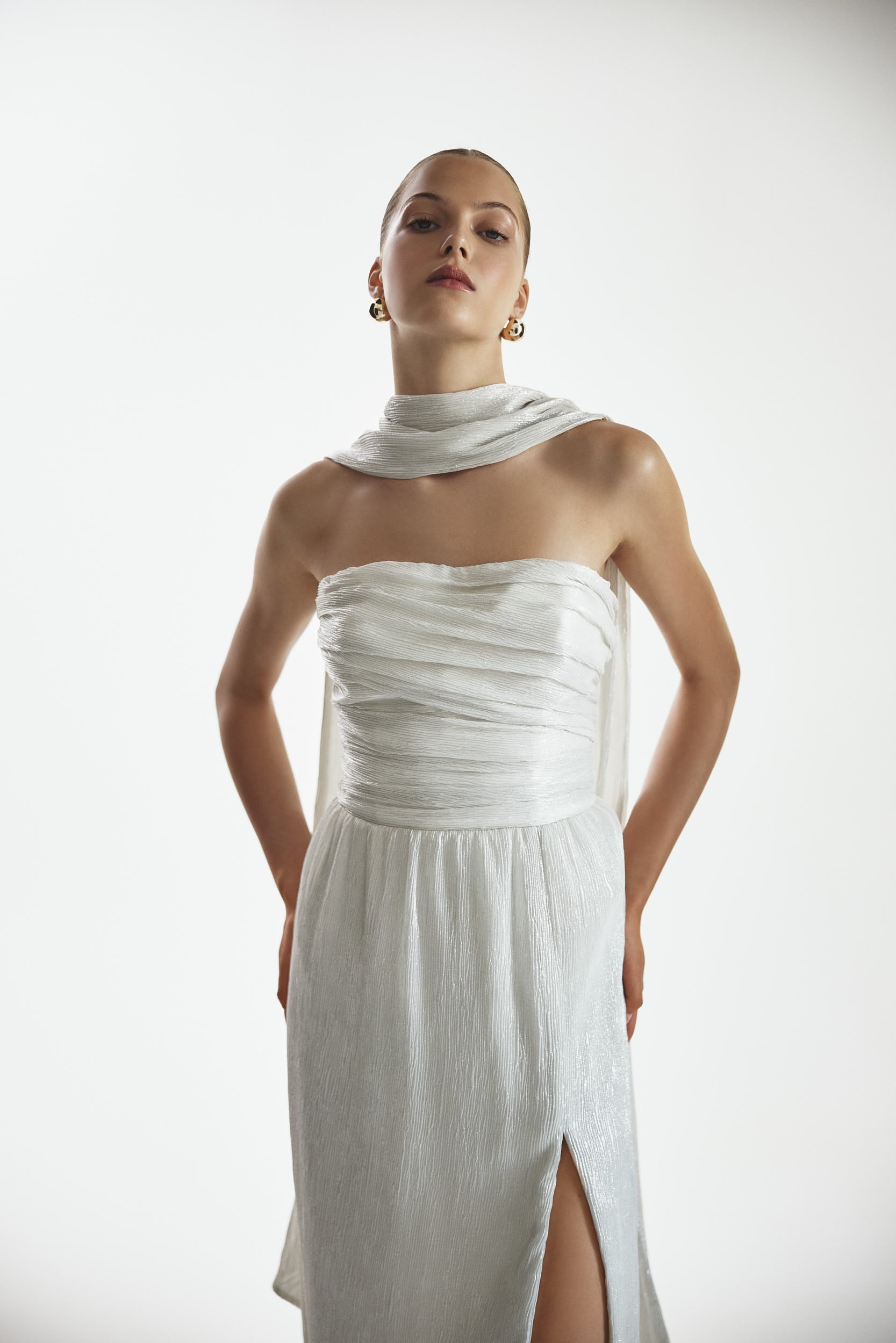 Strapless corset pearl dress