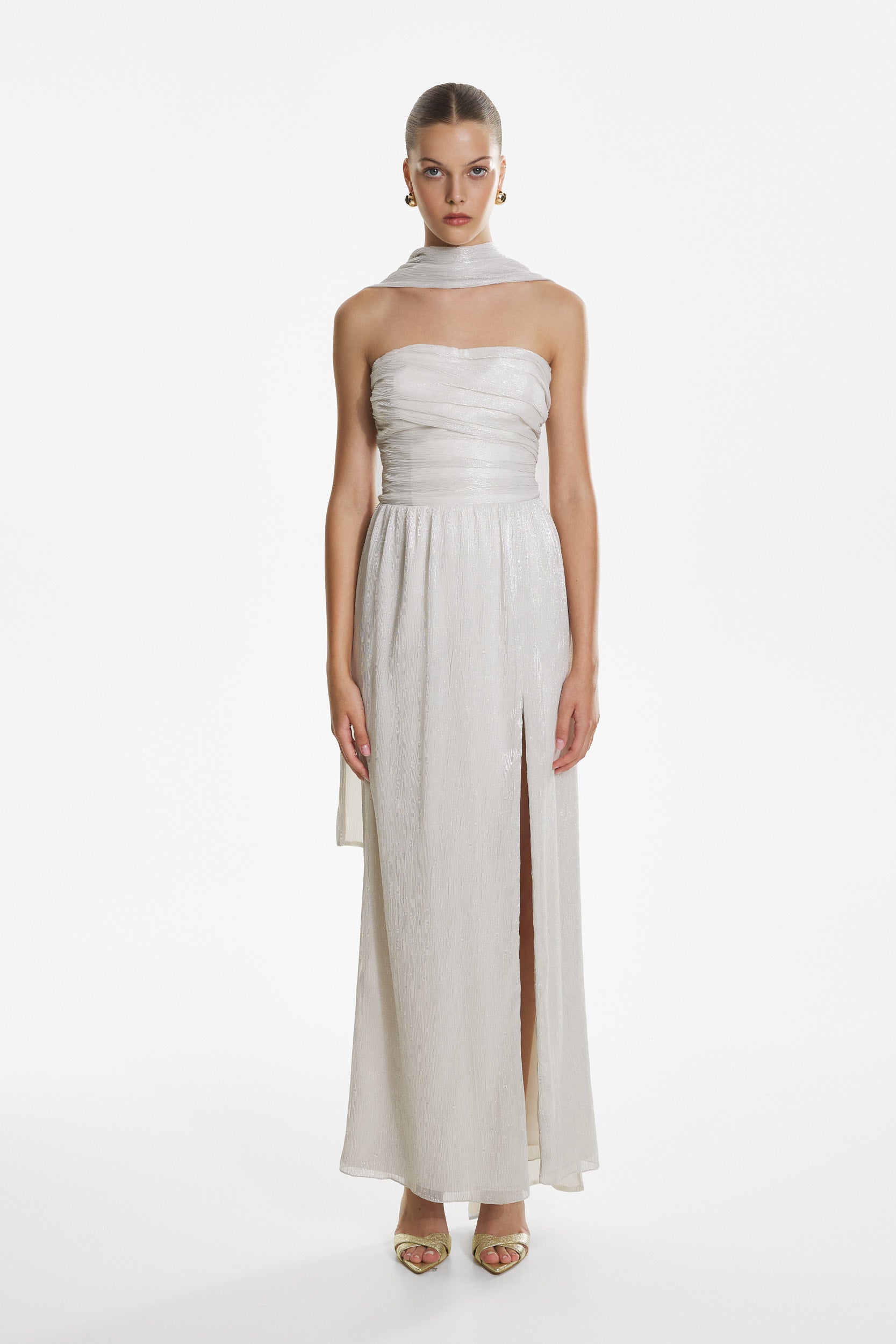 Strapless corset pearl dress
