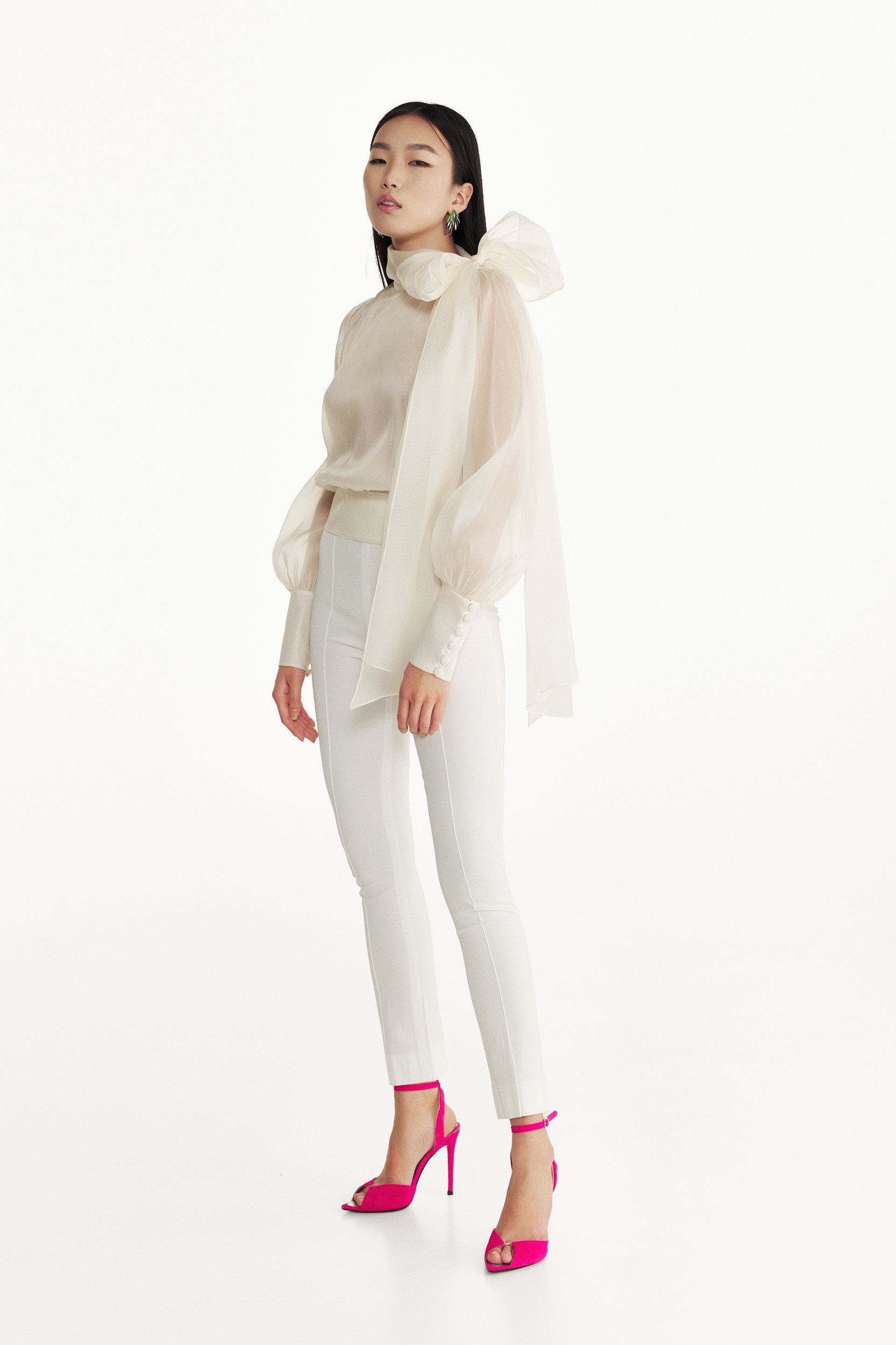 Flawless Beige Bow Blouse