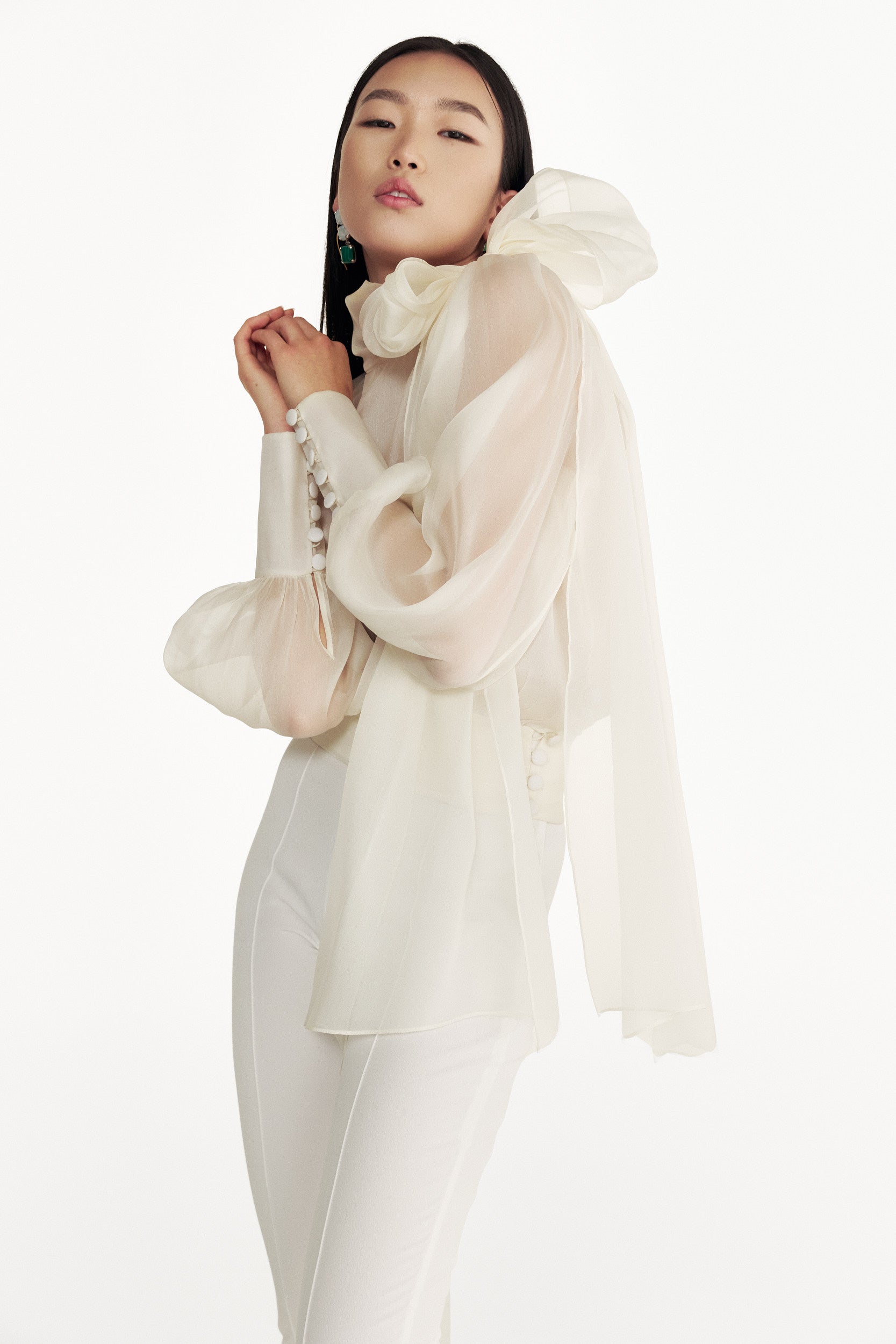 Flawless Beige Bow Blouse