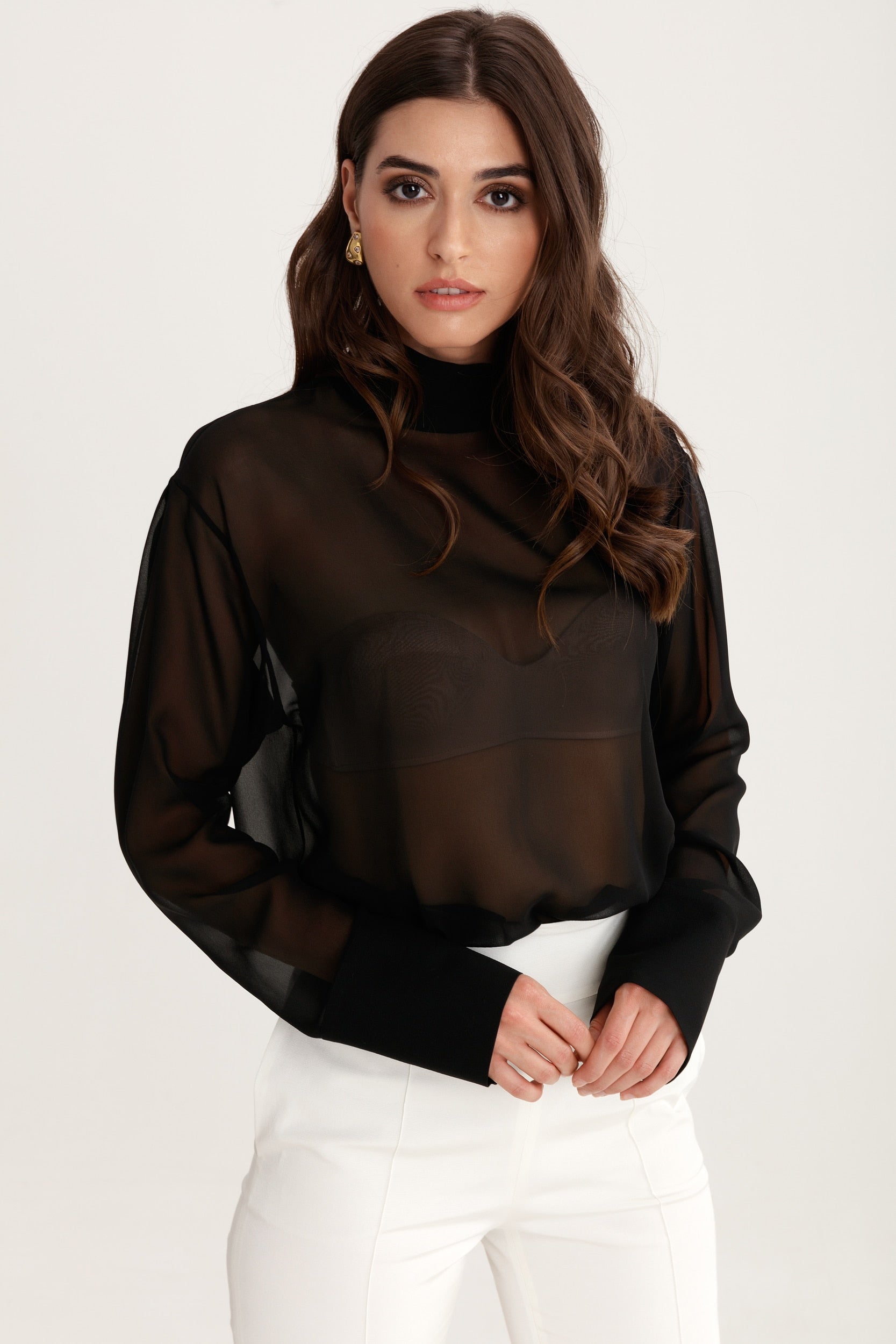 Oversized Silk Blouse in Black