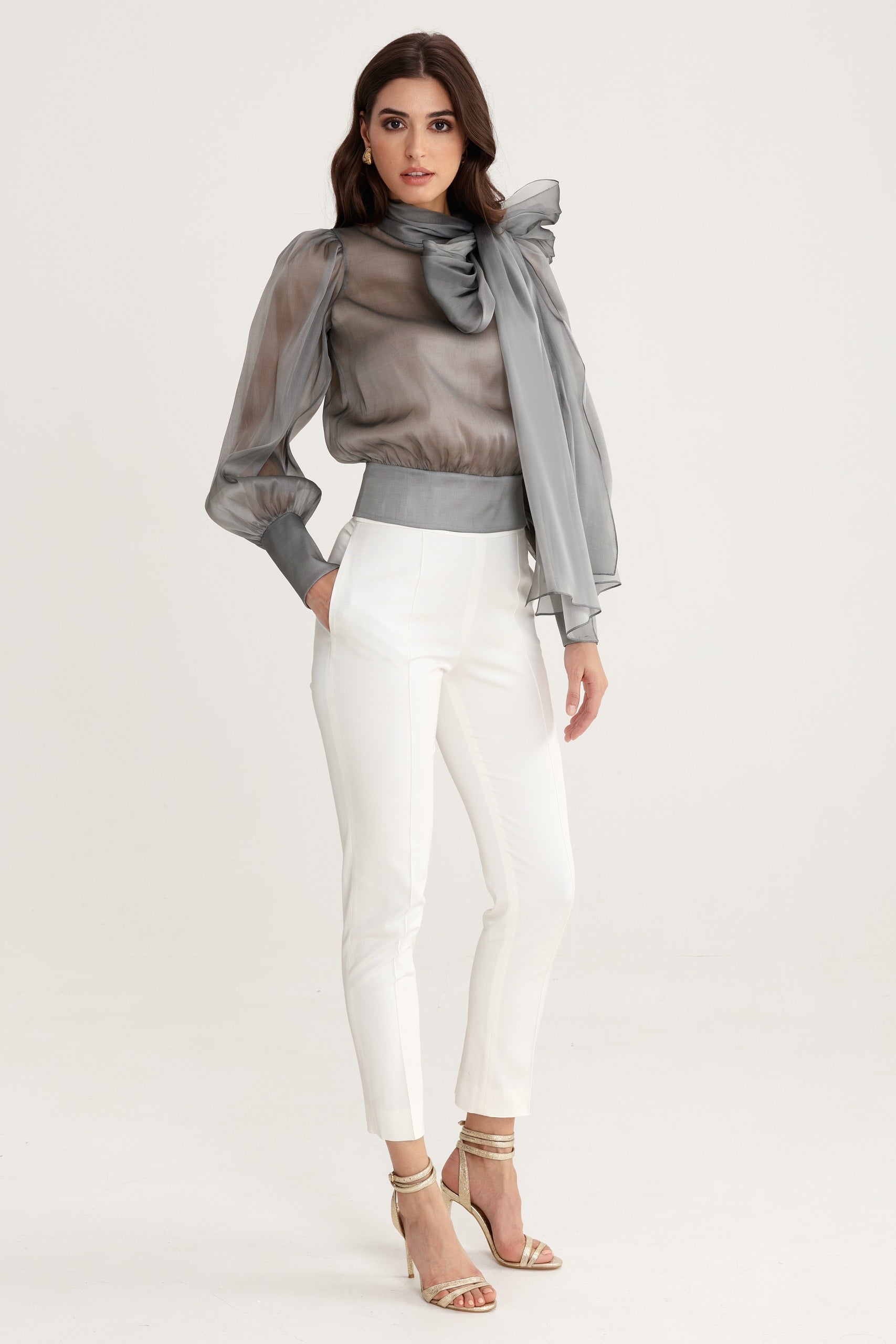 Flawless Grey Bow Blouse