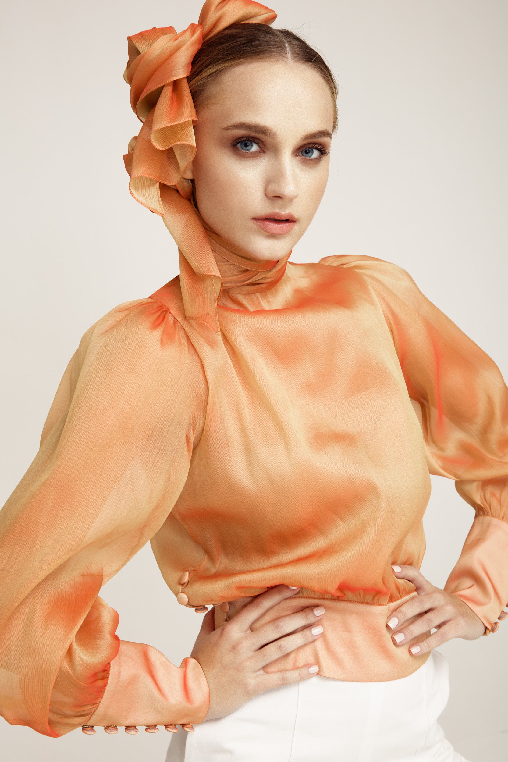 Flawless Orange Bow Blouse